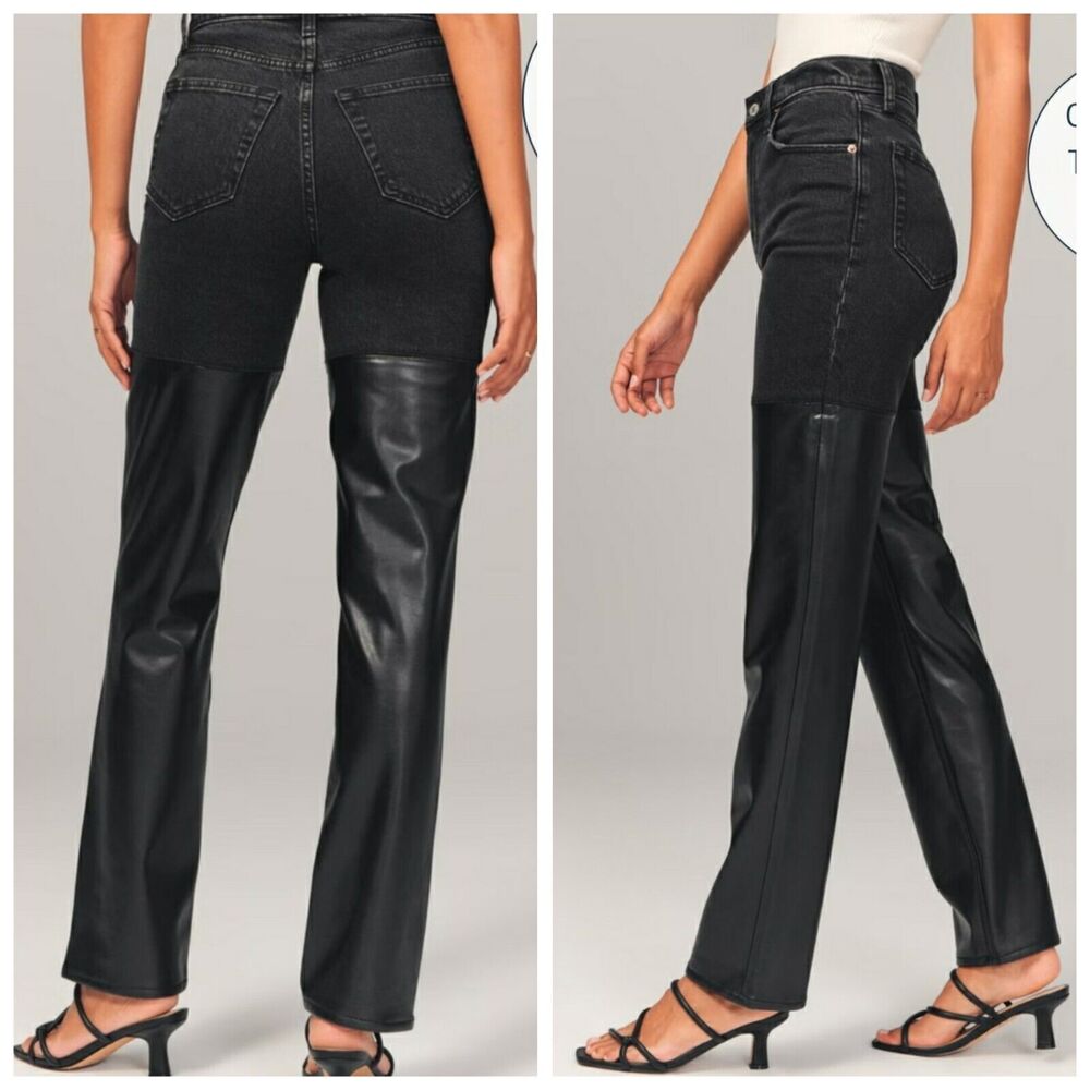 Abercrombie & Fitch The 90's Straight High Rise Mix  Black  Jeans 25/0
